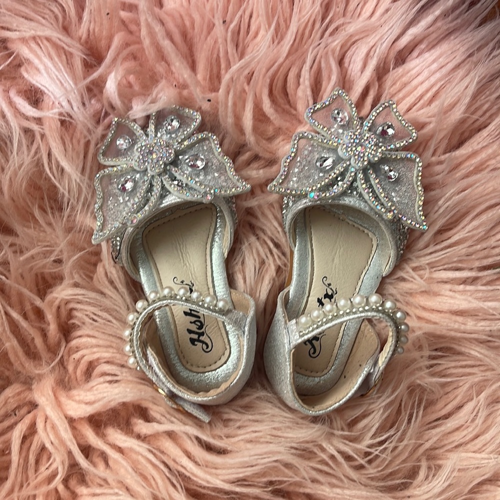 Baby Girl butterfly Silver  Shoes